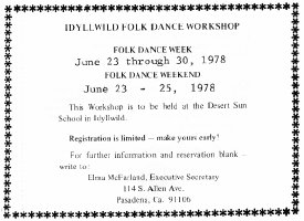 Idyllwild Folk Dance Workshop